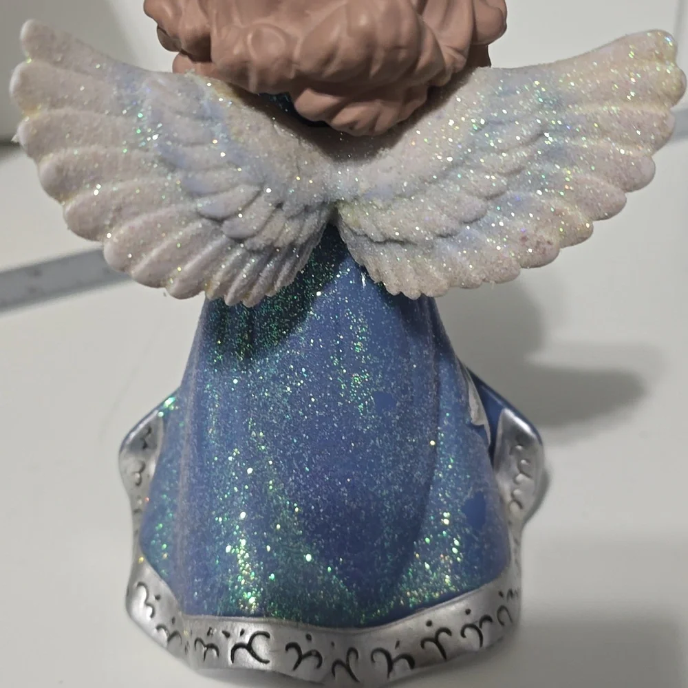 Precious Moments Sparkling Blue Angel Figurine Holding Star 6-1/2